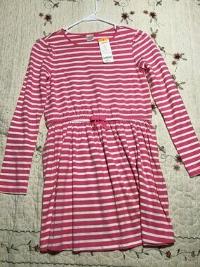 NWT Gymboree Girl's Pink/White Striped Knit Long Sleeve Dress--Size L (10-12)
